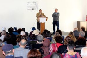 Parents Circle members Bassam Aramin and Rami Elhanan address Peace Conference attendees