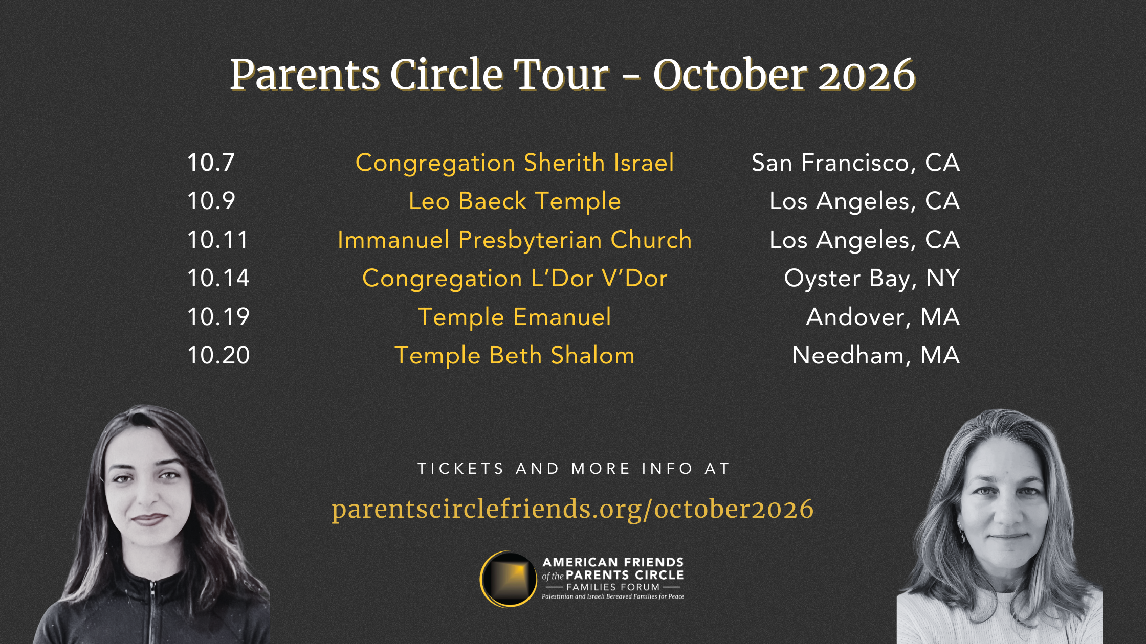 October 2026 Parents Circle Speaking Tour